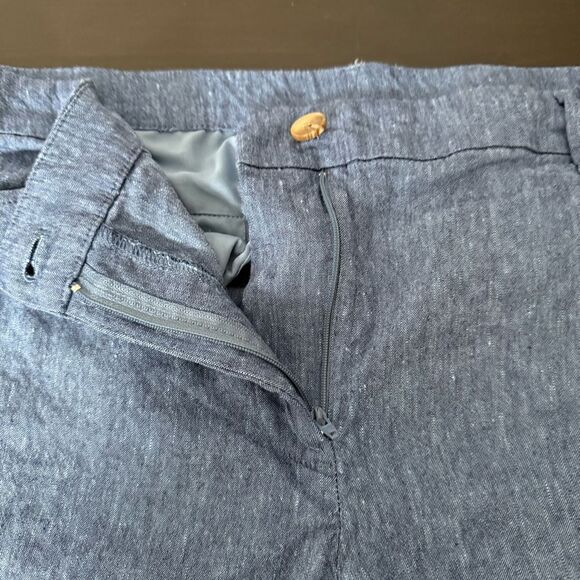 J Jill Linen Stretch Pants Womens Sz L Petite Blue Cropped Linen Blend Coastal - Picture 6 of 12